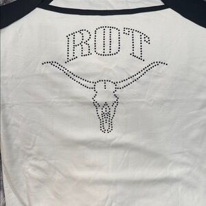 White and Black Longhorn ROT Graphic Top